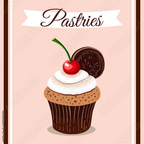 Pastries Cherry Cupcake
