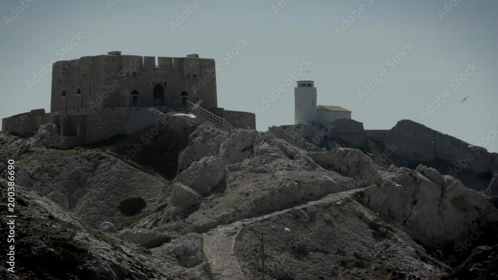 Fort, semaphore, seagulls, frioul sland Fort, semaphore, seagulls, frioul sland
