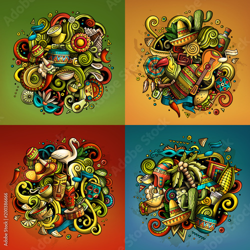 Latin America cartoon vector doodle illustration