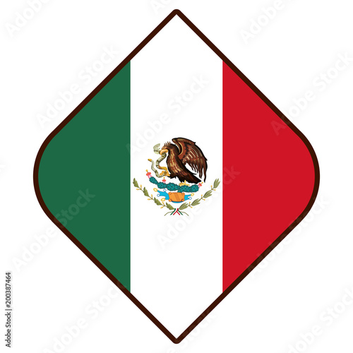 mexican emblem with flag