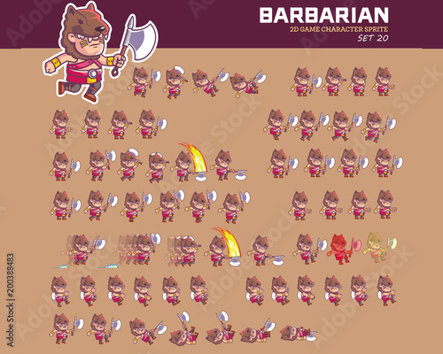 Barbarian Cartoon Game Character Animation Sprite