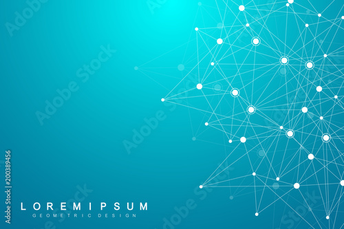 Global network connections with points and lines. Wireframe background. Abstract connection structure. Polygonal space background. Vector illustration