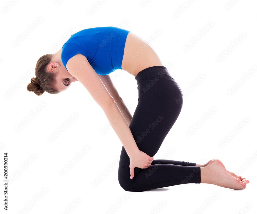 Fototapeta premium beautiful woman doing yoga isolated on white
