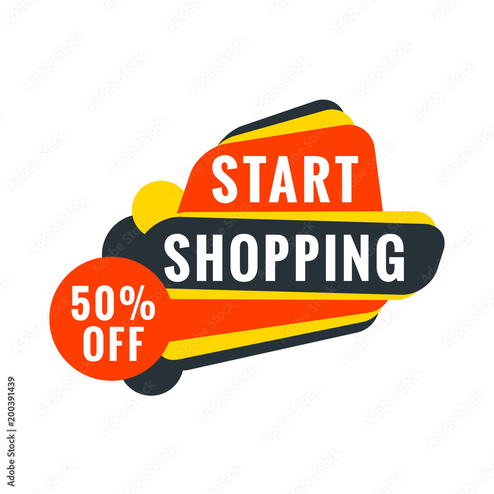 Obraz premium Sale bunner template. Vector design element for your promotion. Red, yellow and blue color theme. Rounded speech bubble