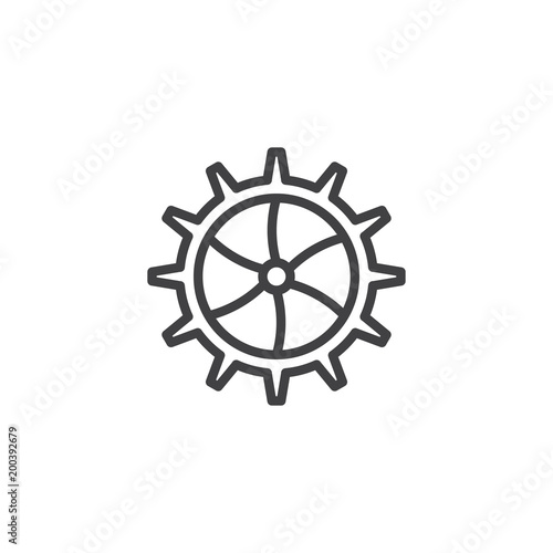 Gear wheel outline icon. linear style sign for mobile concept and web design. Settings simple line vector icon. Symbol, logo illustration. Pixel perfect vector graphics
