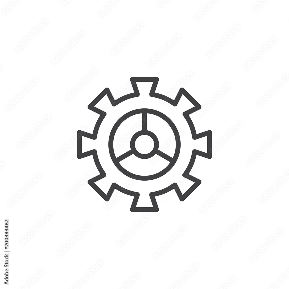 Cog wheel outline icon. linear style sign for mobile concept and web design. Gear wheel simple line vector icon. Settings symbol, logo illustration. Pixel perfect vector graphics