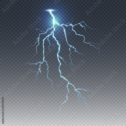  Thunder-storm and lightnings. Magic and bright lighting effects. Vector Illustration