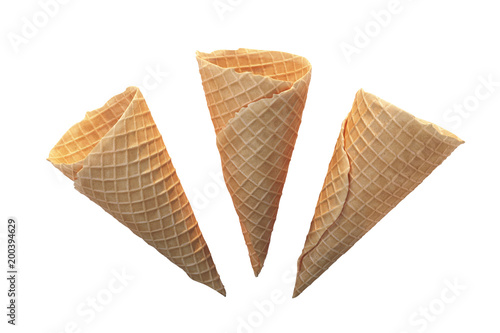 Delicious ice-cream cones isolated on white background. 3d illustration
