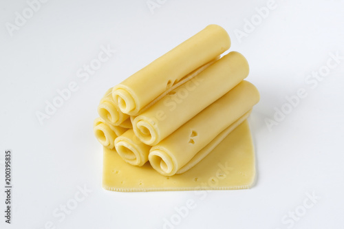 Cheese slice isolated on white background