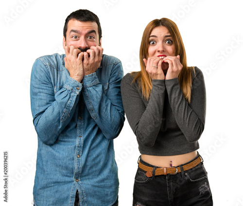 Foto Frightened man and woman