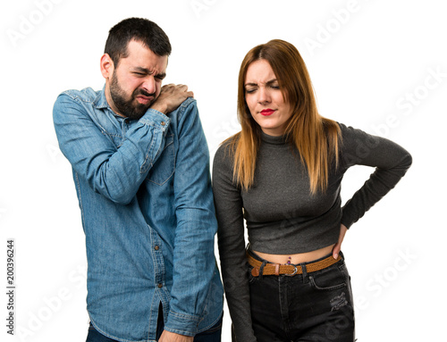 Fotografie Man and woman with back and shoulder pain