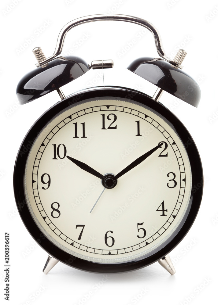 Black alarm clock isolated on white background Black alarm clock isolated on white background