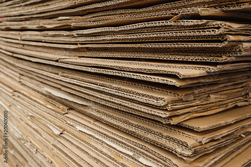 Used corrugated cardboard boxes stacked