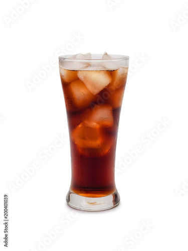 Cola with ice cubes.(clipping path)