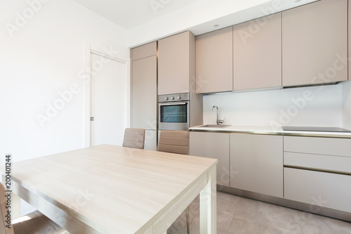 Modern kitchen in total white apartment