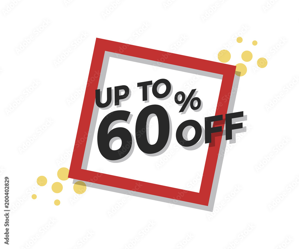 Special offer flat geometric design. Vector modern retro red tag design. Discount offer price label, symbol with 60% OFF sale sticker. Special offer flat geometric design. Vector modern retro red tag design. Discount offer price label, symbol with 60% OFF sale sticker.