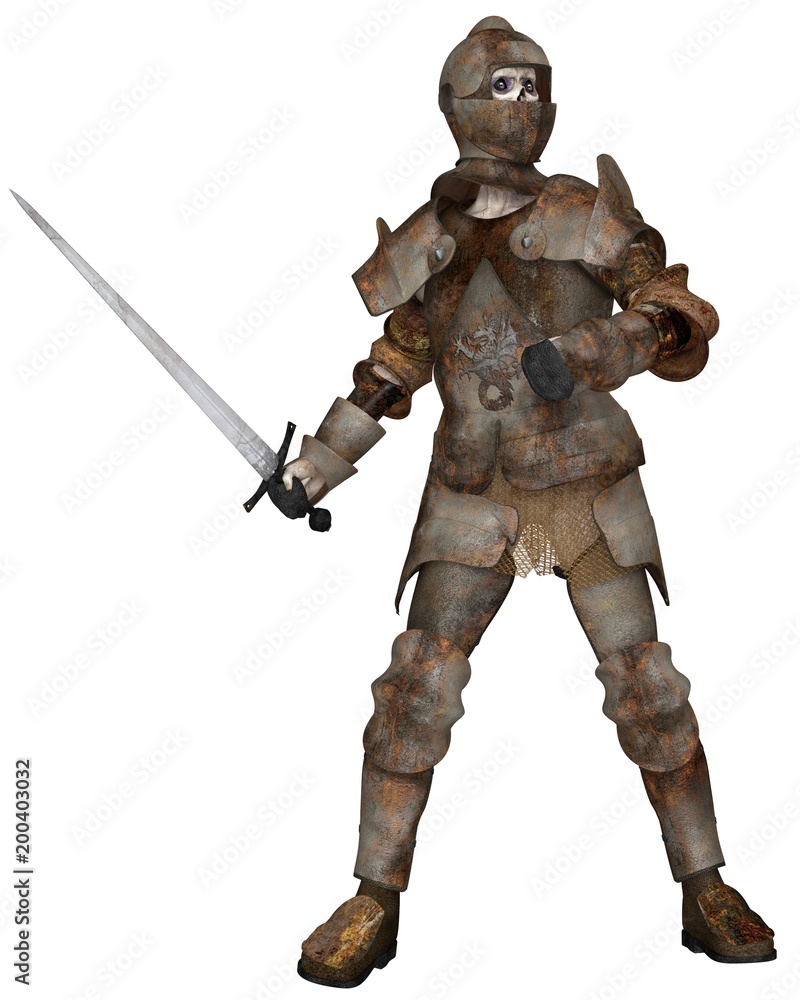 Undead Zombie Knight in Attacking Pose - fantasy illustration