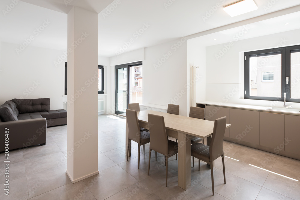 Fototapeta premium Minimal kitchen in a modern apartment