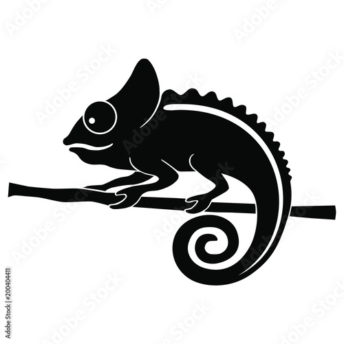 Icon chameleon. Flat symbol chameleon. Isolated black sign chameleon on white background. Vector Illustration