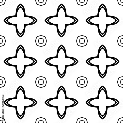 Seamless monochromatic pattern with abstract ornament.