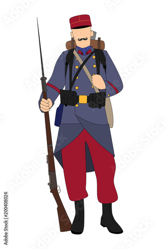 French soldier 1914 isolated on a white background