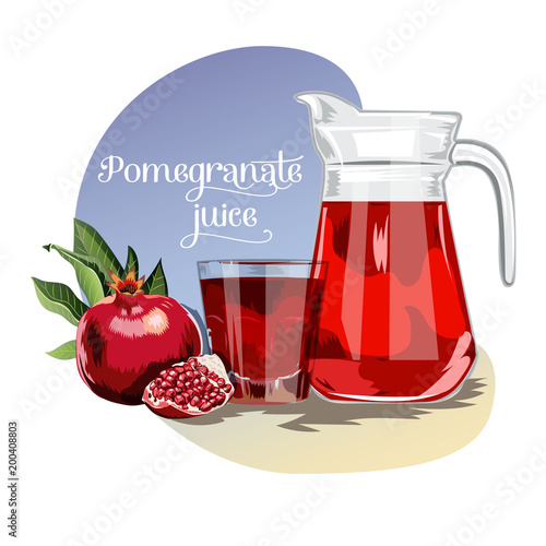 Fresh juice background with pomegranates