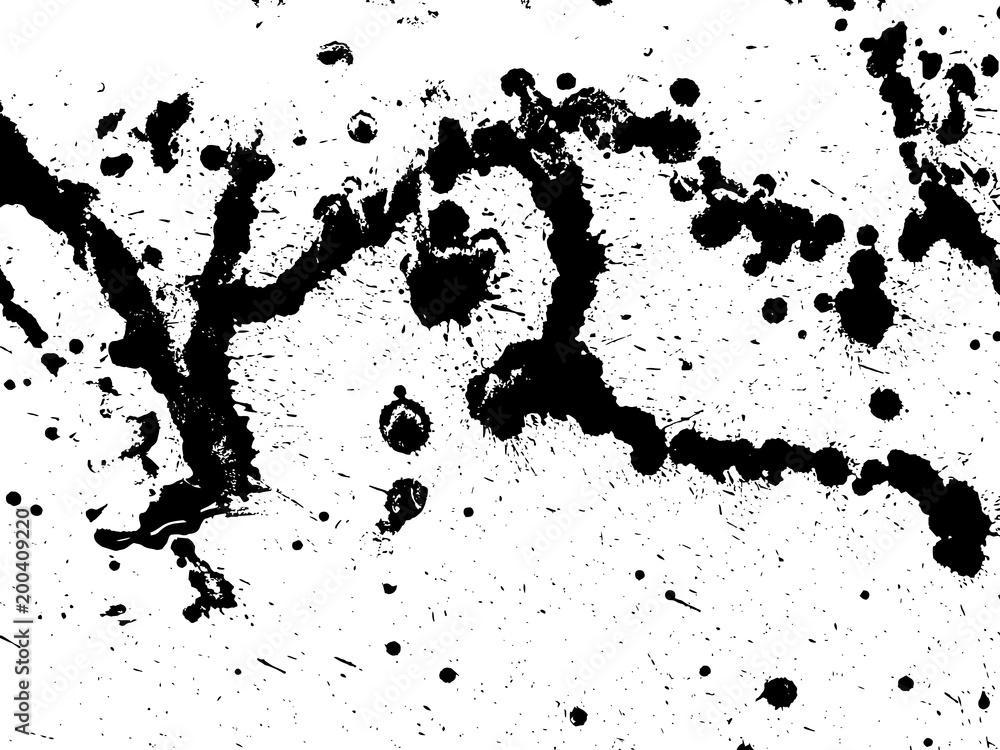 Obraz premium Hand-made grunge texture. Abstract ink drops background. Black and white grunge illustration. Vector watercolor artwork pattern.