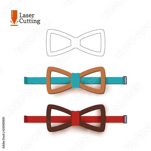 Laser cut bow-tie template. Vector silhouette for cutting a bow tie on a lathe made of wood, metal, plastic. The idea of design of a stylish accessory