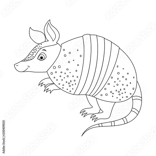 Colorless funny cartoon armadillo.