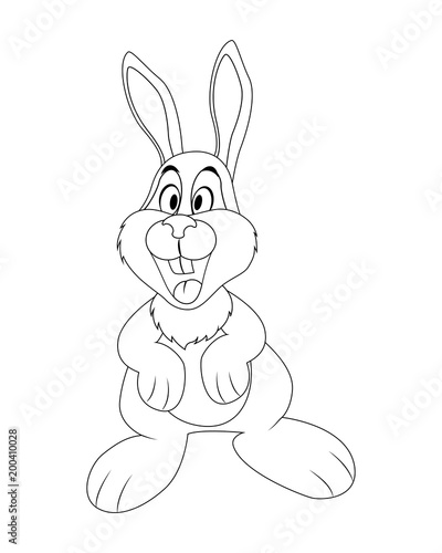 Colorless funny cartoon rabbit. Vector illustration. Coloring pa
