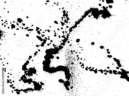 Hand-made grunge texture. Abstract ink drops background. Black and white grunge illustration. Vector watercolor artwork pattern.