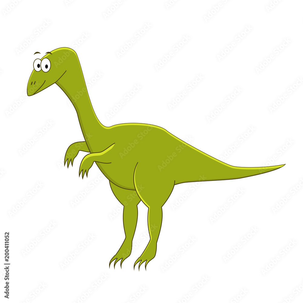 Cute cartoon compsognathus. Vector illustration of dinosaur isol Cute cartoon compsognathus. Vector illustration of dinosaur isol