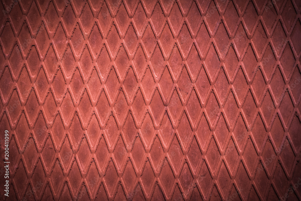 Fototapeta premium red colored metal rhombus textured platform