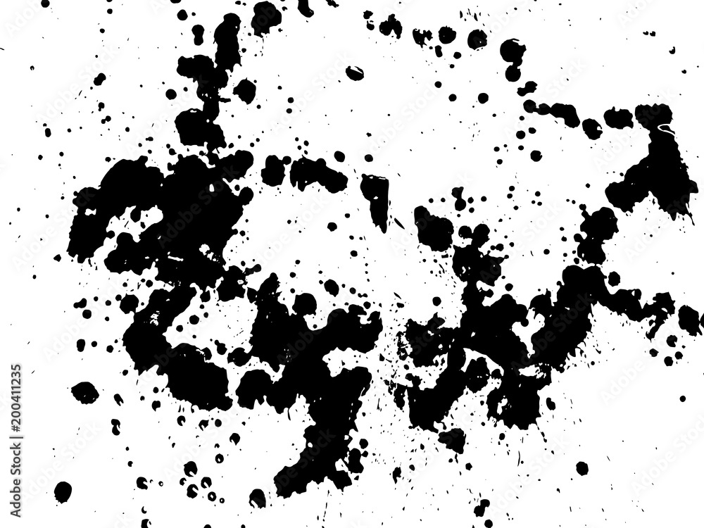 Hand-made grunge texture. Abstract ink drops background. Black and white grunge illustration. Vector watercolor artwork pattern.