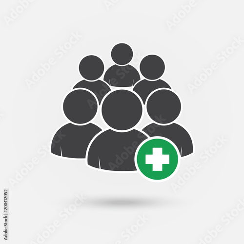 people and add button icon silhouettes, illustration vector