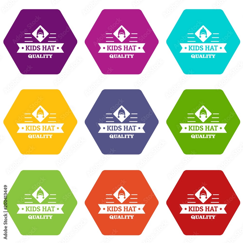 Kid hat icons set 9 vector Kid hat icons set 9 vector