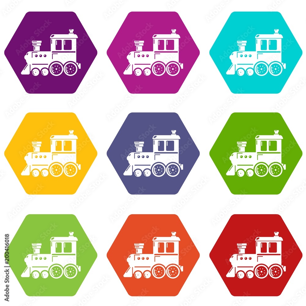 Fototapeta premium Locomotive icons set 9 vector
