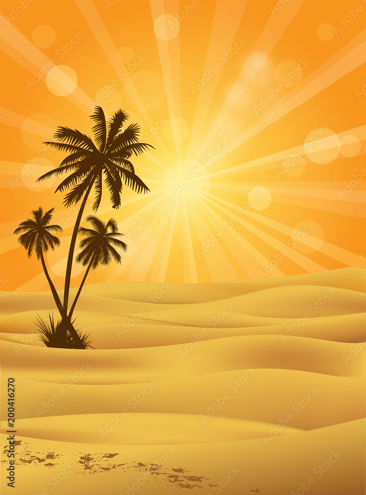 Sahara desert and palm