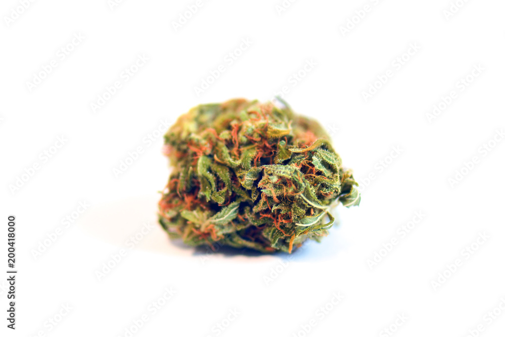 Medical marijuana bud isolated on white background. Therapeutic and medicinal cannabis weed Medical marijuana bud isolated on white background. Therapeutic and medicinal cannabis weed