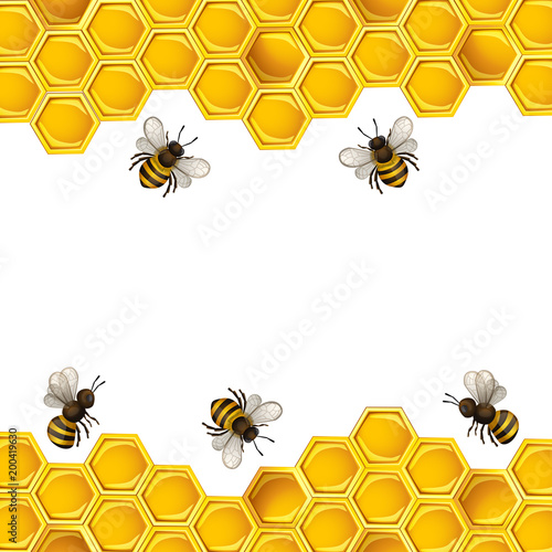 Fototapeta Naklejka Na Ścianę i Meble -  Bees and honeycombs.