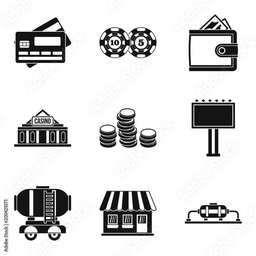 Amount of money icons set, simple style