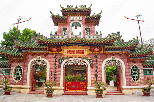 The three entry gate at the entrance to the Phuoc Kien (or Fukian, Fujian or Phuc Kien) Assembly Hall built in 1697 by Chinese merchants in the historic town of Hoi An 