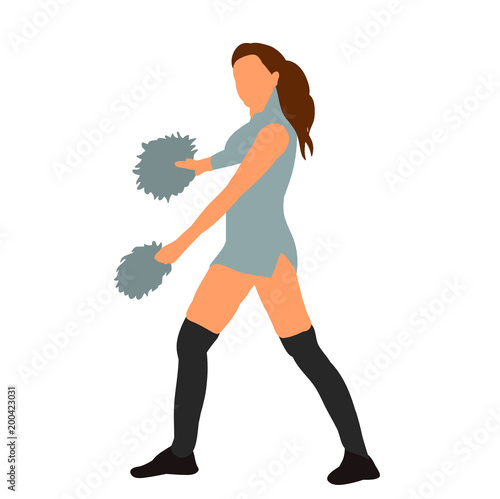 isolated, flat style, icon silhouette of girl cheerleader, sport, cheerleading