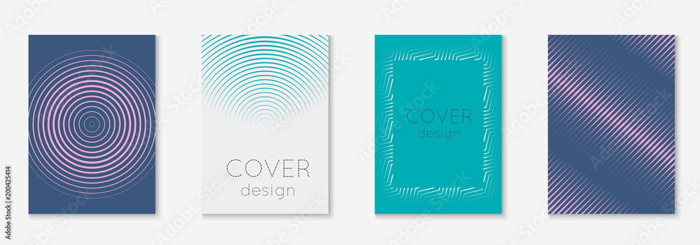 Cool cover template set. Minimal trendy vector with halftone gradients. Geometric cool cover template for flyer, poster, brochure and invitation. Minimalistic colorful shapes. Abstract illustration.