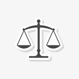 Scales of justice flat sticker, simple vector icon