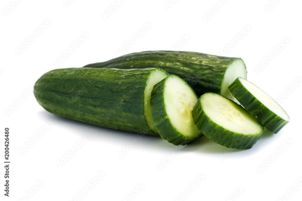 Gurke Salatgurke isoliert freigestellt auf weißen Hintergrund, Freisteller Gurke Salatgurke isoliert freigestellt auf weißen Hintergrund, Freisteller