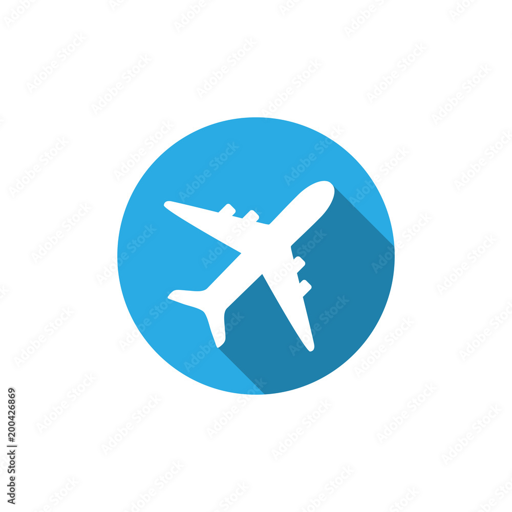 Airplane icon, plane sign. Vector illustration, flat design.