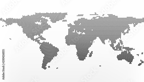 World map in dots, little lines with gradient effect. Centre in New York