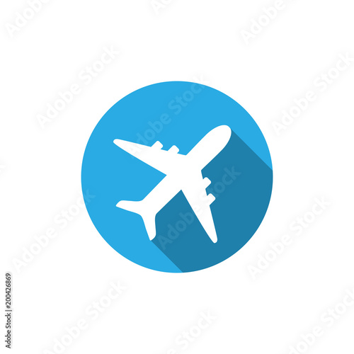 Airplane icon, plane sign. Vector illustration, flat design.