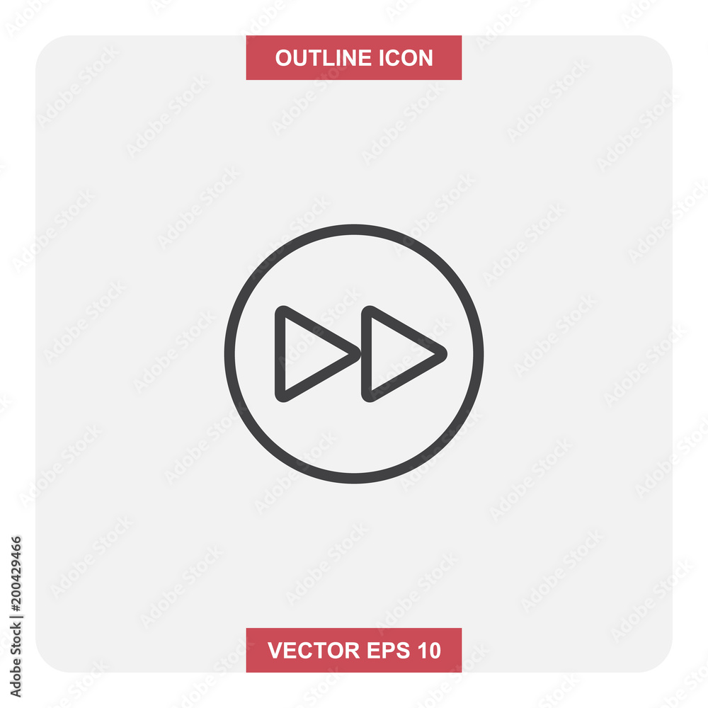 Vector design of outline icon, Next or arrow button thin lines stroke symbol for web or mobile element. Vector design of outline icon, Next or arrow button thin lines stroke symbol for web or mobile element.
